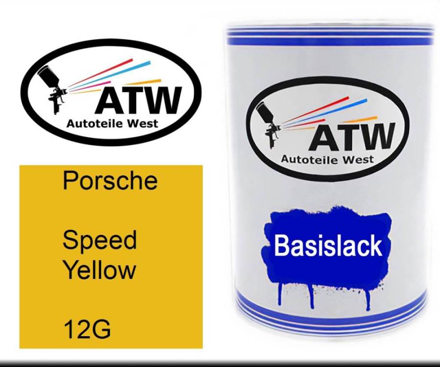 Porsche, Speed Yellow, 12G: 500ml Lackdose, von ATW Autoteile West.